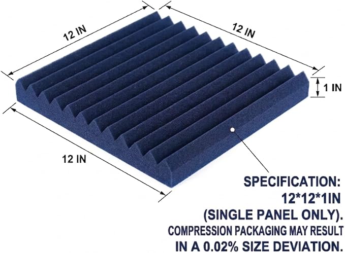 96 Pack Blue/black Absorb the echo Acoustic Foam Panel Wedge Studio Soundproofing Wall Tiles 12" X 12" X 1"(Accompanied By Double-Sided Adhesive Tape) - Image 2