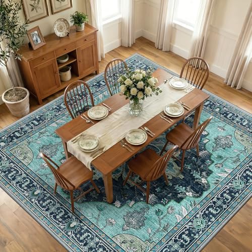 RELEANY Washable Area Rug, Square 10'x10', Teal by RELEANY