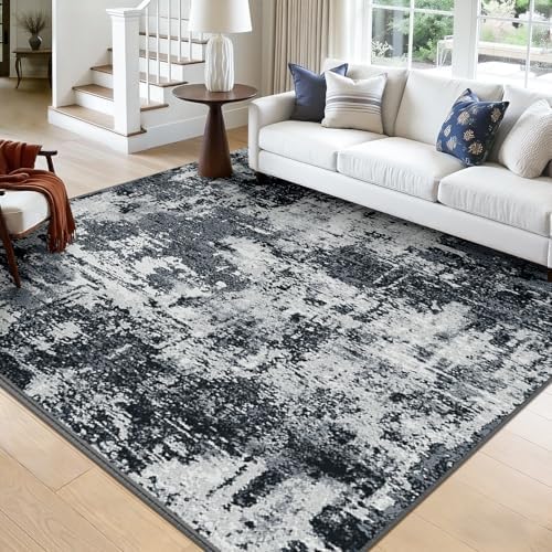 RELEANY Washable Square 9'x9' Area Rug for Living Room Black White by RELEANY