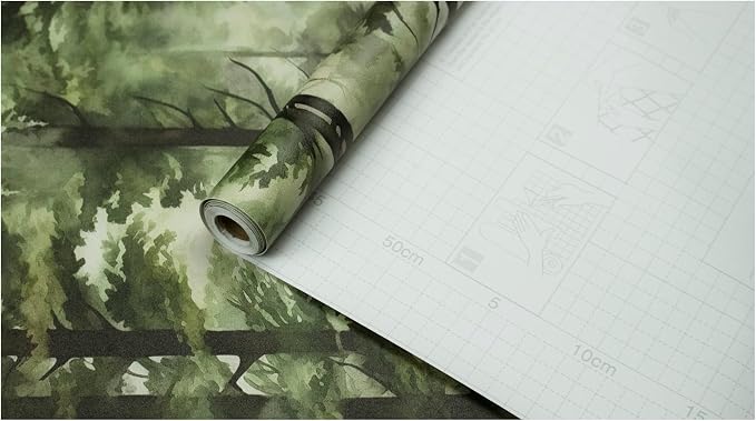 HAOKHOME Forest Wallpaper Peel and Stick Tree Green Woodland 17.3in x32.8ft | Stickly Mural Textured Removable Wall Paper Modern Landscape Mountain Botanical Waterproof for Bathroom Bedroom Contact Paper - Image 8