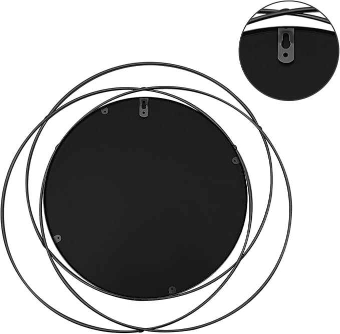 3 Set Round Mirrors for Wall Decor Living Room Bedroom Bathroom Dining Room Metal Circle Mirror Set Boho Decorative Sunburst Wall Art Accent Entryway - Black 9.5 in - Image 5