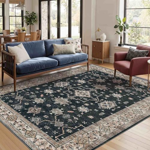 Rugxara 4x6 Area Rug for Living Room Bedroom Washable Rug, Black by Rugxara