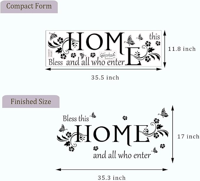 Black Vinyl Wall Sticker Wall Word Quotes Bless This Home and All who Enter Wall Decals Flowers Butterfly Wall Decor Sticker for Entryway Living Room Home Decor. - Image 6