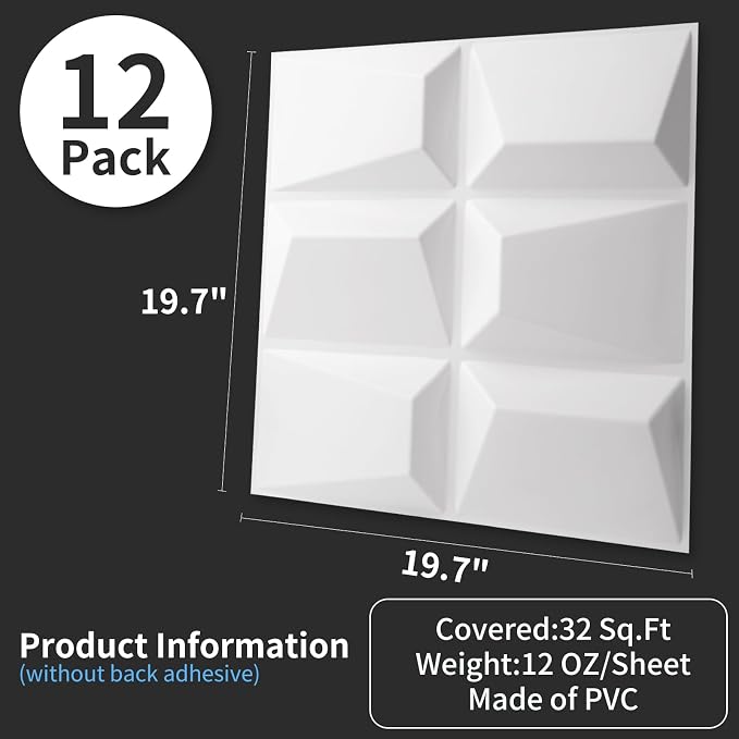 Art3d Decorative 3D Wall Panel, 32 Sq.FT PVC Interior Wall Decor for Living Room, Bedroom, Lobby, Office, Shopping Mall, White - Image 3