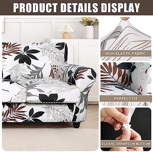 SearchI Stretch Sofa Cover Printed Couch Cover, Floral Pattern 3 Pieces Loveseat Slipcover with 2 Separate Cushion Cover, Washable Furniture Protector for Living Room(Loveseat, Maple Leaf Pattern) - Image 2
