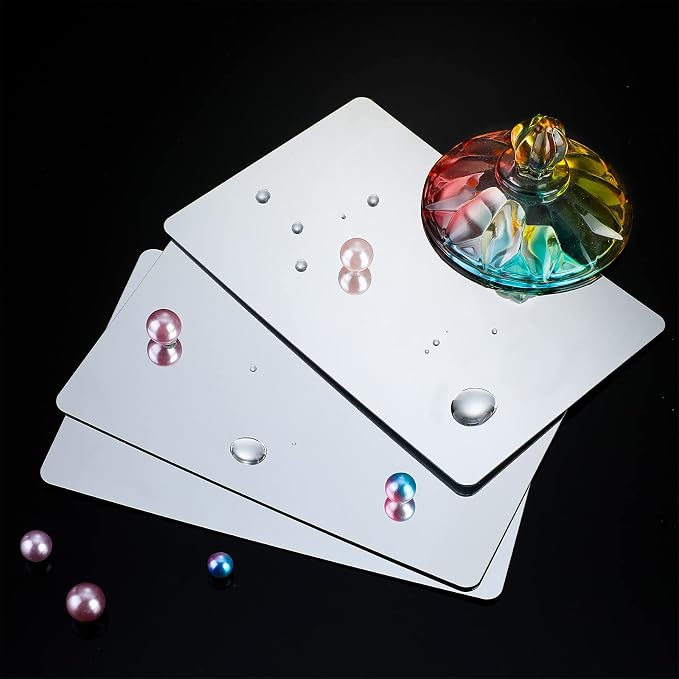 Marsui 8 Pcs Plastic Mirror Tiles 4x6 Inch Shatter Proof Craft Mirrors - Image 2