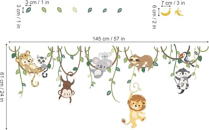 decalmile Jungle Animals Climbing Tree Lion Monkey Wall Decals Stickers - Image 4