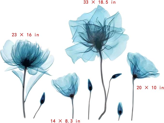 Blue Flower Wall Decals Peel and Stick Removable Decal Stick DIY Wall Stickers Murals Home for Bedroom Living Room Classroom Office - Image 7