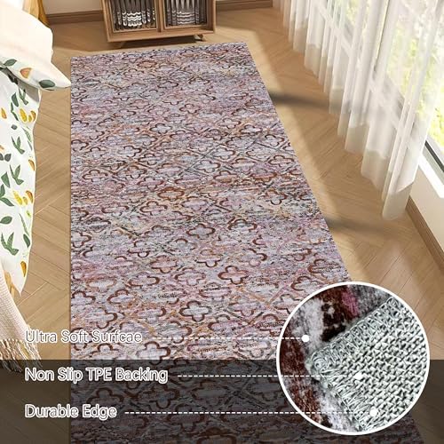 RUGSURE Washable Area Rugs, 2'6'' x 8' - 1/6 Thick - Stain & Water Resistant Non-Slip - Perfect Resistant Rug for Living Room, Bedroom, Nursery, Pet & Child Friendly, Vibrant Colors Rugs, Purple - Image 5