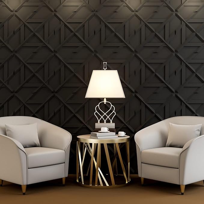 Art3d Decorativ PVC Glue-Up 3D Wall Panel, 19.7 x 19.7 in, 12-Pack, Black | Waterproof, Scratch Resistant, Wall & Ceiling Decor Panels, Ideal for Commercial Spaces - Image 2