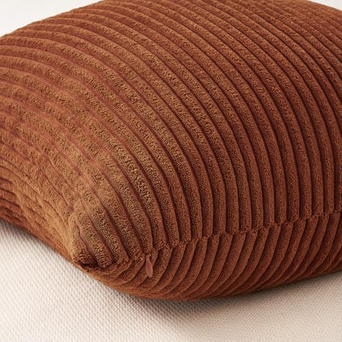 Topfinel Yellow Brown Gradient Rustic Pillow Case Boho Throw Pillow Covers 22x22 Inch Set of 4 Soft Farmhouse Corduroy Striped Decorative Cushion Cover for Sofa Couch Living Room Bedroom - Image 6
