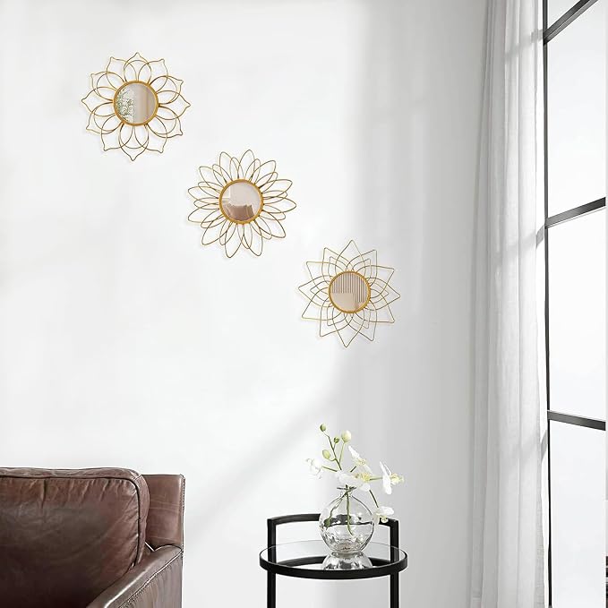 Champagne Gold Round Mirrors for Wall, Decorative Mirrors for Wall Decor - Image 4