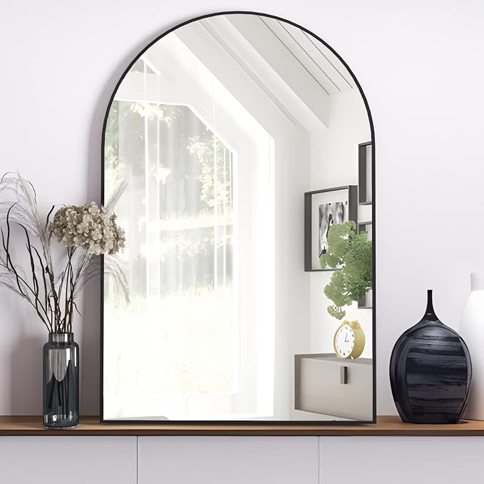 Arched Wall Mirror for Bathroom, 20"x30" Arched Mirror Wall Mounted Mirror with Metal Frame, Black Vanity Mirror Decor for Mantle, Bedroom, Entryway, Living Room - Image 3