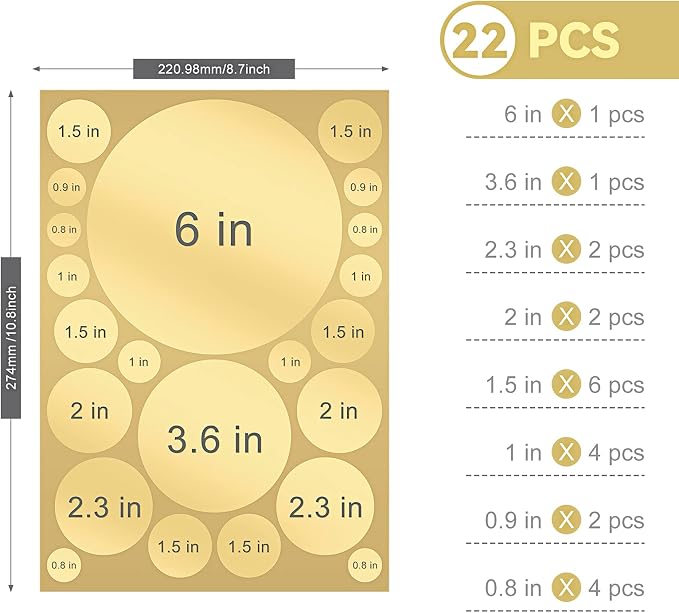 Zonon 264 Pcs Polka Dot Wall Stickers Peel and Stick Vinyl Circle Gold | Removable Dots Decor for Bedroom Nursery Playroom Classroom, Colorful Circle Stickers Easy to Apply and Reposition - Image 2