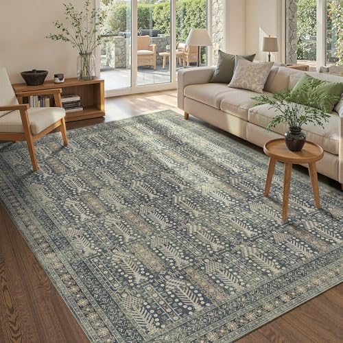 Rugxara 5x7 Blue Boho Area Rug for Living Bedroom Dining by Rugxara