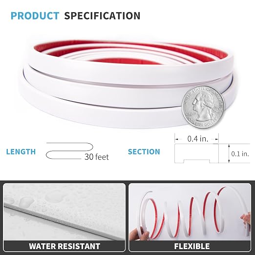 Art3d 30 ft Peel and Stick Flexible Molding Trim for Wall Tile Edge, White - Image 2