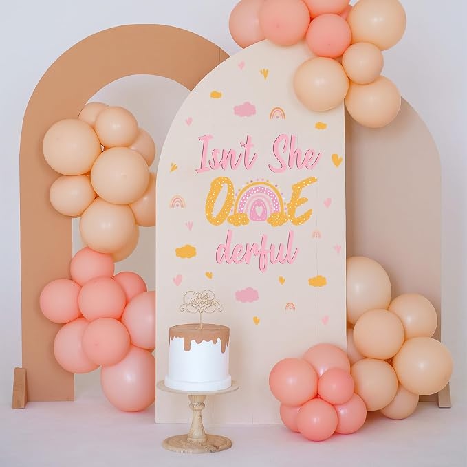 LHIUEM Boho Rainbow 1st Birthday Decals Cloud Rainbow Sweet Heart Shaped Decorations Wonderful Baby Girl Gift Bohemian Isn’t She Onederful First Birthday Stickers for Party Banner Backdrop Supplies - Image 4