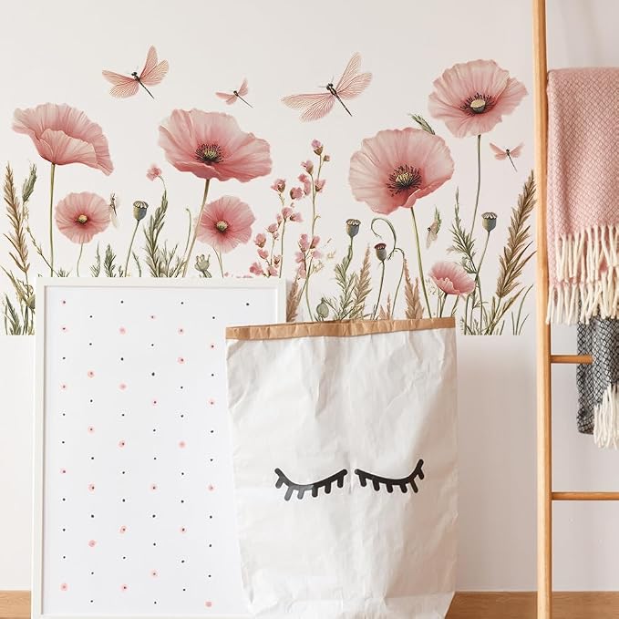 3D Wall Stickers Pink Floral Wall Art Decal Decor for Bedroom Living Room Offices Home Decoration - Image 6