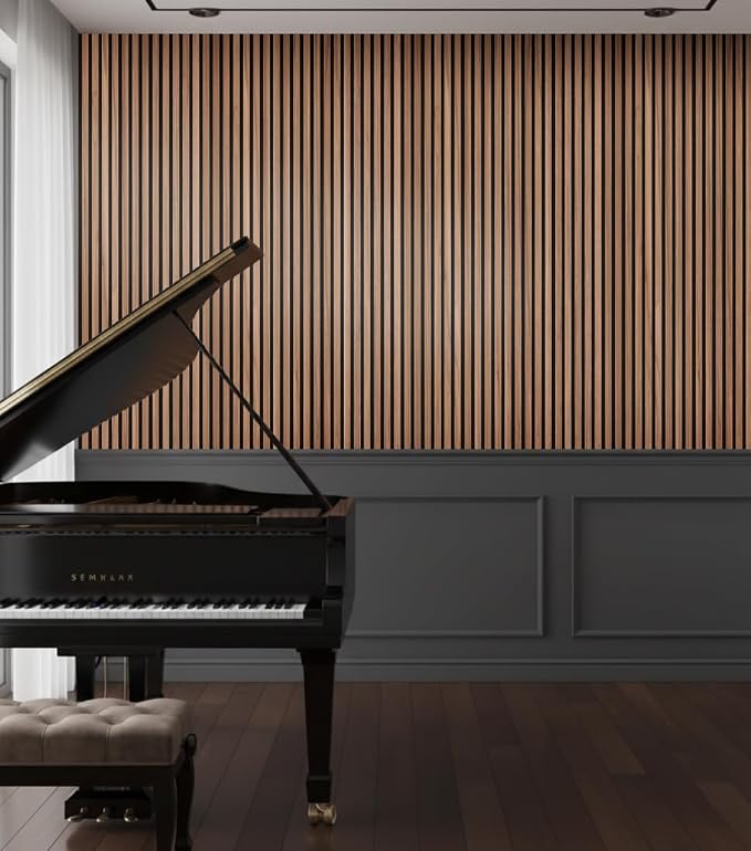 WoveN SounD Acoustic Wall Panels, Teak, 10 Pack, 47.2x23.6 in | Self-Adhesive, Peel and Stick, NRC 0.95, Premium Sound, Echo Proof, Slat Decor, Studio, Home, Office, Media Room - Image 9