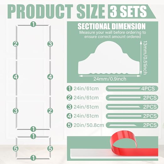 Pangda 3set Peel and Stick Wall Molding Kit 3D Premade, 24x72in | Accent Wall Moulding Kit, Wainscoting Panel, for Interior Decor, Ready to Assemble, Peel and Stick, Wainscoting Accent Panel - Image 2