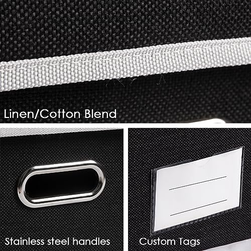 PRANDOM Storage Boxes with Lids [3-Pack] Fabric Collapsible Storage Bins Organizer Containers Baskets Cube with Cover for Home Bedroom Closet Office Nursery Black（11.4X8.6X6.7 - Image 4