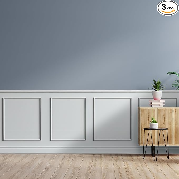 Colingmill Accent Wall Molding Kit Premade Panel,3set,16x20in | Wainscoting Panels, Peel and Stick, Wall Moulding, 3D, White, Pre Cut Picture Frame Trim, for Walls Home Decoration by Colingmill