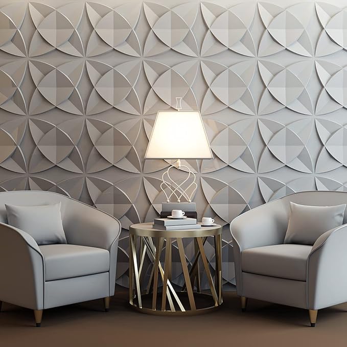Art3d Waterproof 3D Textured PVC Decorative Wall Panels, 33-Pack, White | Cover 32 Sq. Ft, Break-Proof, Scratch Resistant, Glue-Up, Ideal for Interior Wall Decor, Living Room, Bedroom - Image 2