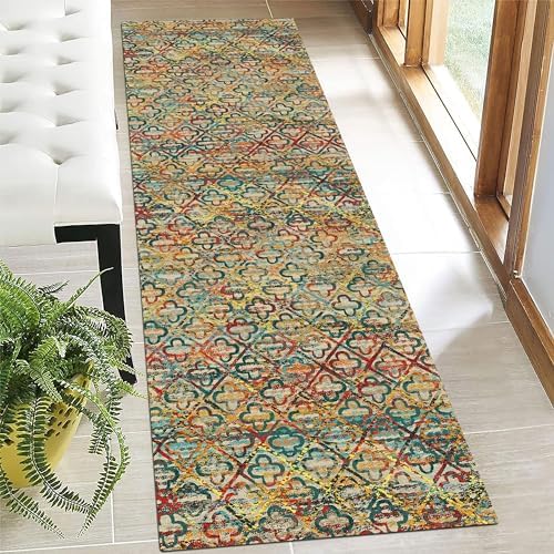 RUGSURE Washable Area Rugs, 2'6'' x 8' - 1/6 Thick - Stain & Water Resistant Non-Slip - Perfect Resistant Rug for Living Room, Bedroom, Nursery, Pet & Child Friendly, Vibrant Colors Rugs, Multicolor by RUGSURE