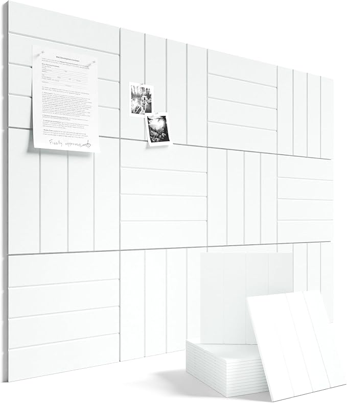 Fluxynara 48" x 36" Large Felt Bulletin Board, Cold White | 12 Pack Cork Board Alternative with 60 Safe Adhesive Tabs, Pin Boards for Wall Decor, Home, Office, Classroom,Dorm by FLUXYNARA