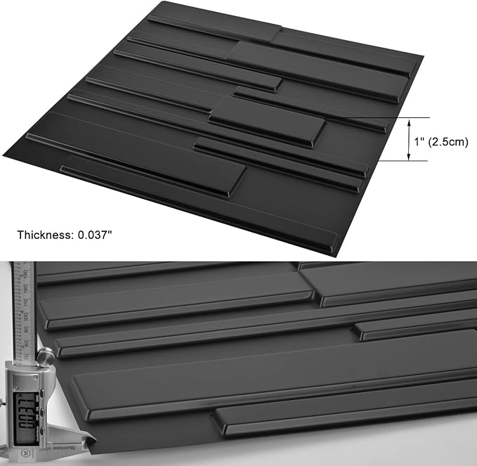 Art3d Decorative 3D Wall Panels 12 Pack 19.7" x 19.7" Creative Wall Panel for Indoor Decoration, Carbon Black - Image 5