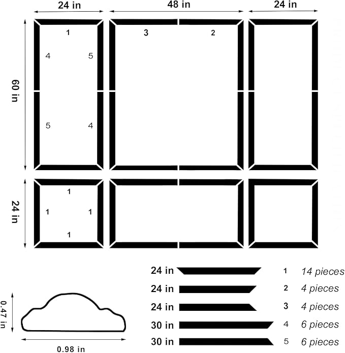 Peel and Stick Wall Molding Kit, Premade Accent Wainscoting Panels,24x60in | 3 Set,Pattern,Self Adhesive,Paintable,PVC,Pre-Cut - Image 2