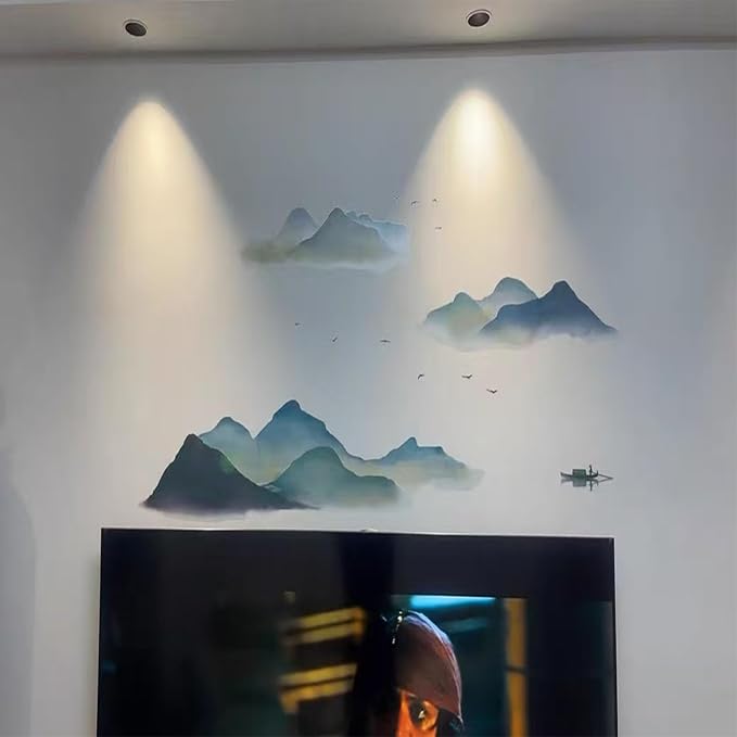 Chinese Style Vast Mountains and Rivers Wall Stickers Vinyl Removable for Mountain Wallpaper Bedroom Living Room Office Study Room Murals - Image 3