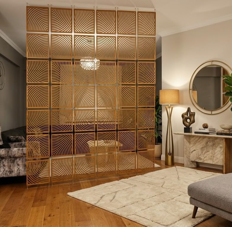 Woodtuct Teak Room Divider Panels for Ceiling Hanging by WOODTUCT