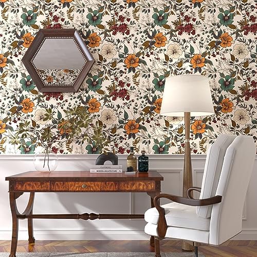 Danodoi Yellow Vintage Floral Peel and Stick Wallpaper 17.5" x 78" | Waterproof Vinyl Self Adhesive Removable Renter Friendly Floral Contact Paper - Image 3