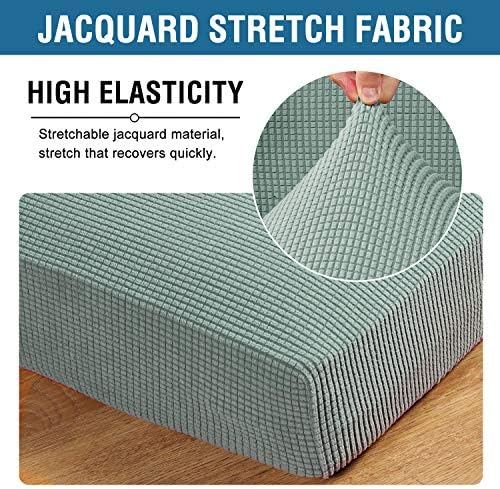 H.VERSAILTEX Super Stretch Individual Seat Cushion Covers Sofa Covers Couch Cushion Covers Slipcover Sets Thick Jacquard Textured Twill Fabric (3 Piece Sofa Cushion Covers, Sage) - Image 4
