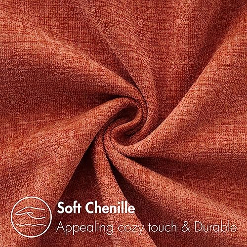 MIULEE Soft Chenille Fall Lumbar Throw Pillow Covers Burnt Orange 12x20 - Image 4
