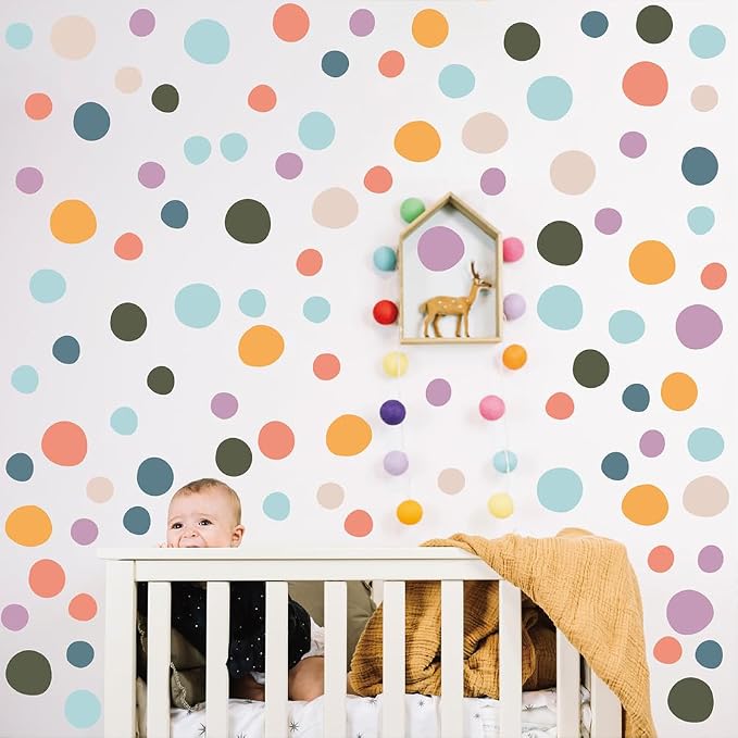 300 Pcs Removable Boho Multicolor Neutral Polka Dots Wall Decals Set | 10 Sheets Waterproof Peel & Stick Matte Dots Vinyl Stickers for Bedroom, Living Room & Accent Wall Decor(Mixed Size 1.2–2 in) by Qaxrocyn