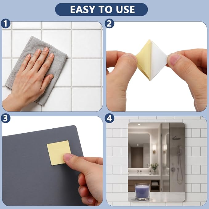 Shatterproof Acrylic Mirror Sheet: 16"x12" (2mm Thick) Frameless Wall Mirror with Rounded Corners, Self-Adhesive Unbreakable Reflection Decal for School Locker, Gym & Dorm - Image 6