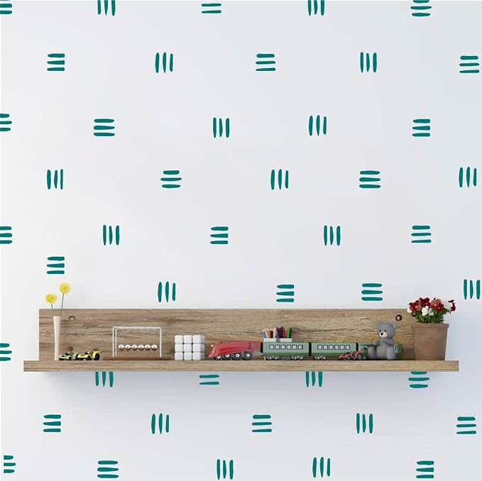 120Pcs Modern Line Wall Sticker Boho Nursery Decal (Teal) | Self Adhesive Vinyl, Removable Waterproof Murals, Minimalist Home Art, Ideal DIY Decor For Living Room YT5037 - Image 2