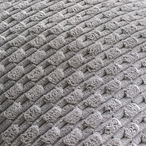 Set of 4 Grey Decorative Throw Pillow Covers 26x26 Inch Corduroy Pillow Covers for Bed Couch Sofa Living Room Soft Square Cushion Cases - Image 5