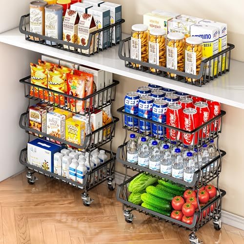 Gsiekare 3-Tier Rolling Pantry Organizer and Storage Cart with Wheels by Gsiekare