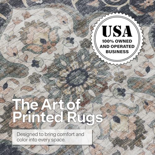 ReaLife Rugs Machine Washable Area Rug - Living Room Bedroom Bathroom Kitchen Entryway Office - Padded Low Pile Stain Resistant Premium - Boho Farmhouse Vintage - Joy - Brown Beige 4' x 6' - Image 4