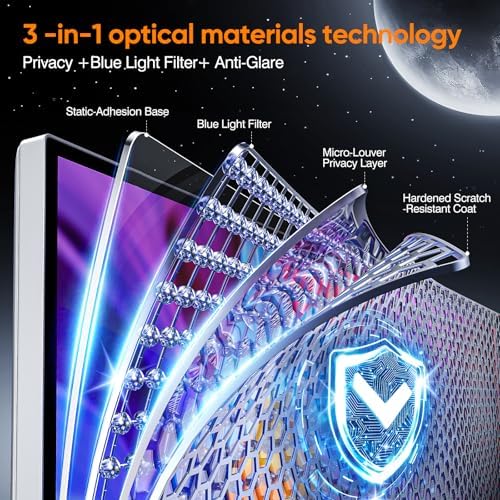 Privacy Screen for Computer Monitor 27 Inch, Anti-Blue Light Screen Protector for Eye Health, Hanging Type, Computer Screen Privacy Shield for Desktop Monitor, Suitable for Office or Home Use - Image 5