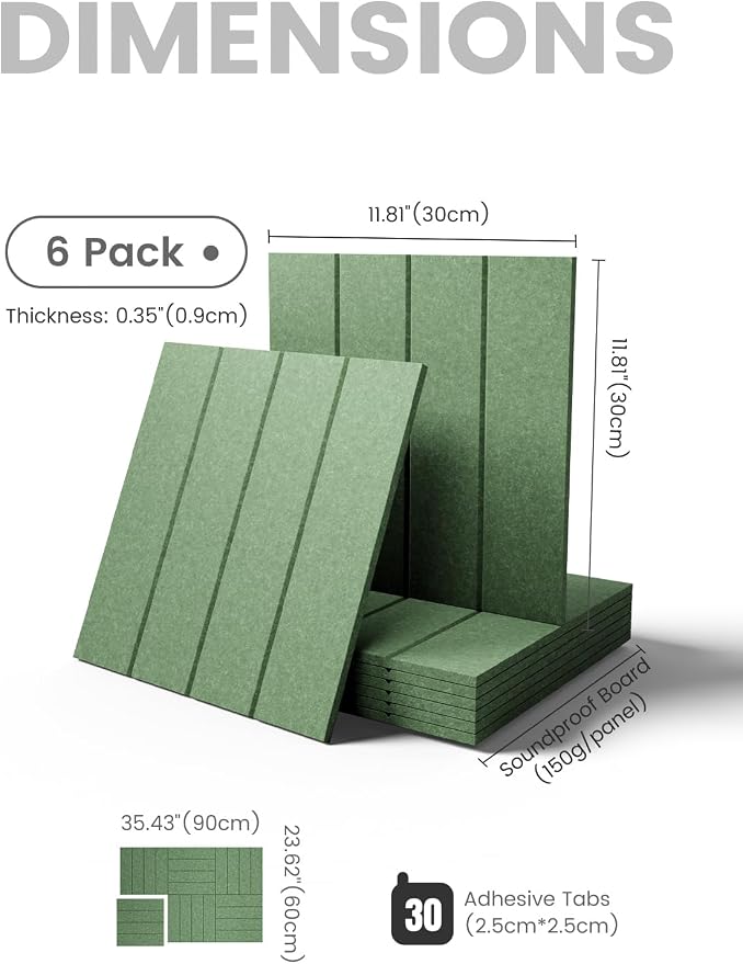 Fluxynara 36" x 24" Large Felt Bulletin Board, Moss Green | 6 Pack Cork Board Alternative with 30 Safe Adhesive Tabs, Felt Pin Boards for Wall Decor, Home, Office, Classroom, Dorm - Image 2
