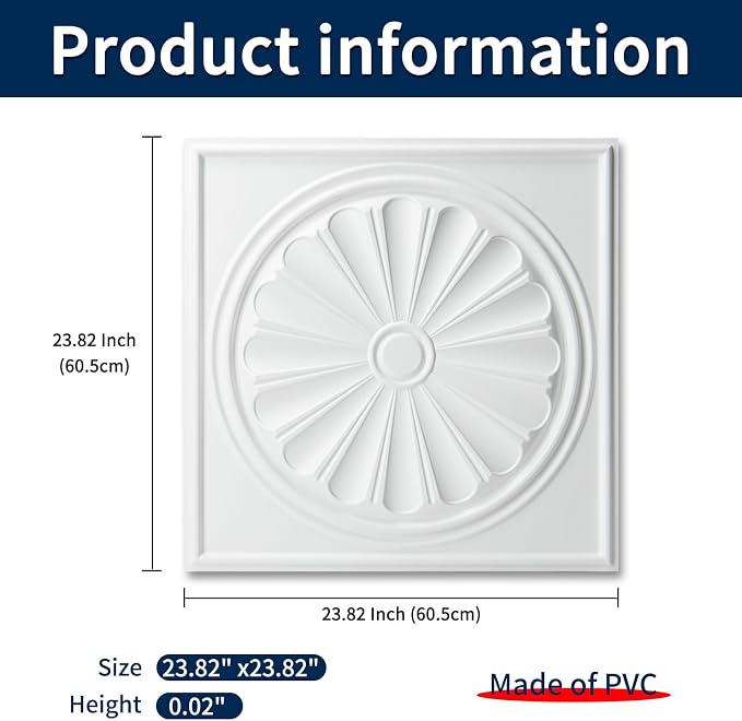 Art3dwallpanels Ceiling Tiles 12 Pack, 24 x 24 Inch, White | Drop Ceiling Tiles, High Grade PVC, 3D Wall Panels for Interior Wall Decor, Fire Rated, Waterproof, Light Weight - Image 2