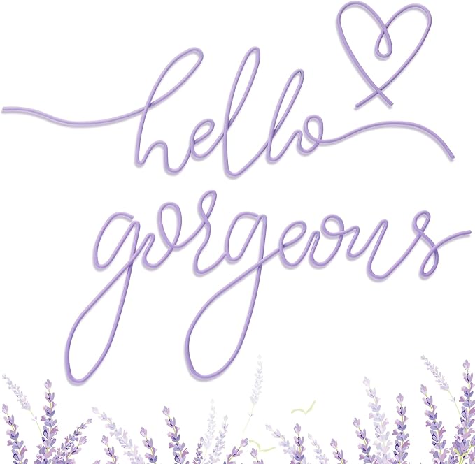 Hicarer Metal Hello Gorgeous Wall Art Minimalist Wall Decor,Purple,Classic | for Bedroom Bathroom Living Room Dressing Room Salon Vanity Office Home Decoration, Easy to Install by Hicarer