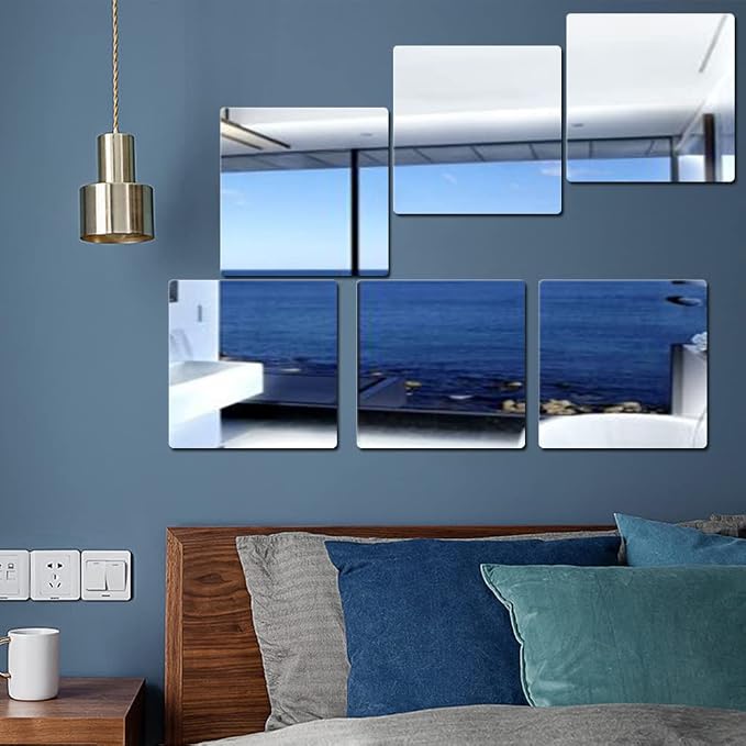 Acrylic Mirror Tiles, 12x12 in Shatterproof Wall Mirrors, 6 Pack - Image 8