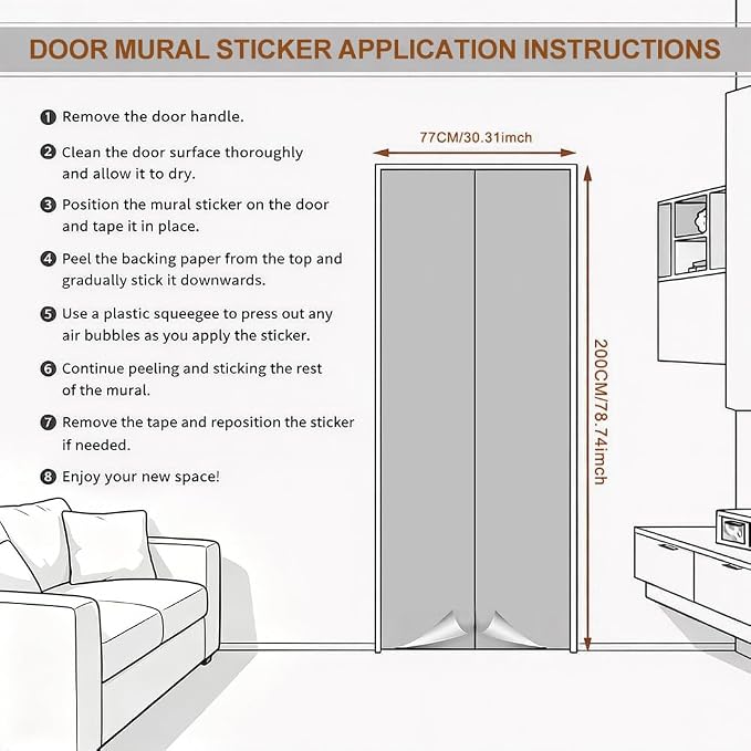 Golden Tree Fantasy Peel and Stick Door Mural 30.31x78.74 in | Golden tree in an arched fantasy panel; self-adhesive vinyl that smooths onto flat game room or bedroom doors - Image 6