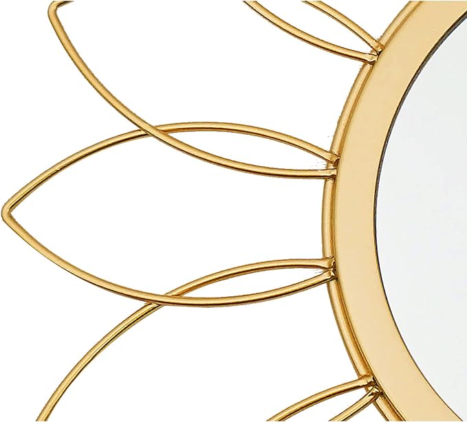 3 Pack Metal Mirrors for Wall Sunburst Wall Mirrors Home Décor Decorative Hanging Wall Art for Living Room Bedroom Entryway (Gold, Flowers) - Image 2