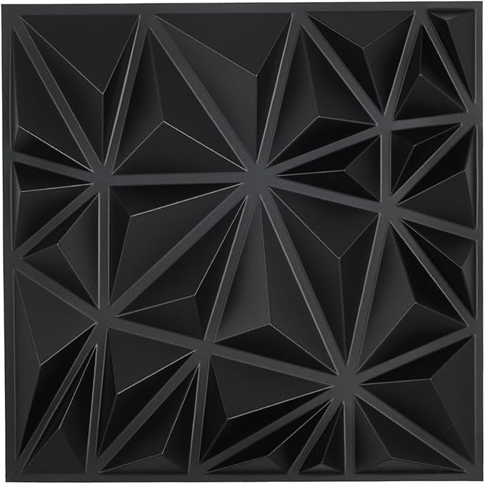 VEVOR 3D Wall Panels, 33-Pack 11.81 x 11.81 in PVC Modern Art Minimalist Diamond Tiles, 32 Sq.Ft Coverage Accent Wall Panel, Interior Home Decor for Ceiling, Bedroom, Living & Gaming Room, Matte Black by VEVOR